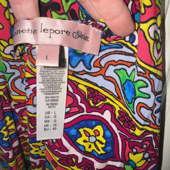 Nanette Lepore Sz Large Carnival Multicolor Summer Pocket Swim Cover Up Dress - Picture 12 of 14